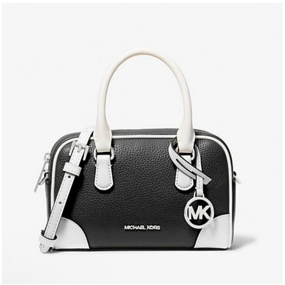 Michael Kors Thompson XS Satchel Crossbody Black Leather Dome Bag